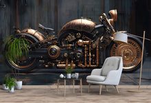 Load image into Gallery viewer, Steampunk Motorcycle Wall Mural | Industrial Office Art | Bold Vintage Decor Vn378