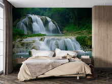 Load image into Gallery viewer, 3D Tropical Waterfall Wallpaper Mural With Cascading Water And Jungle Vibes – Realistic Nature Wall Art For Bedroom Or Spa – Stylish Gift