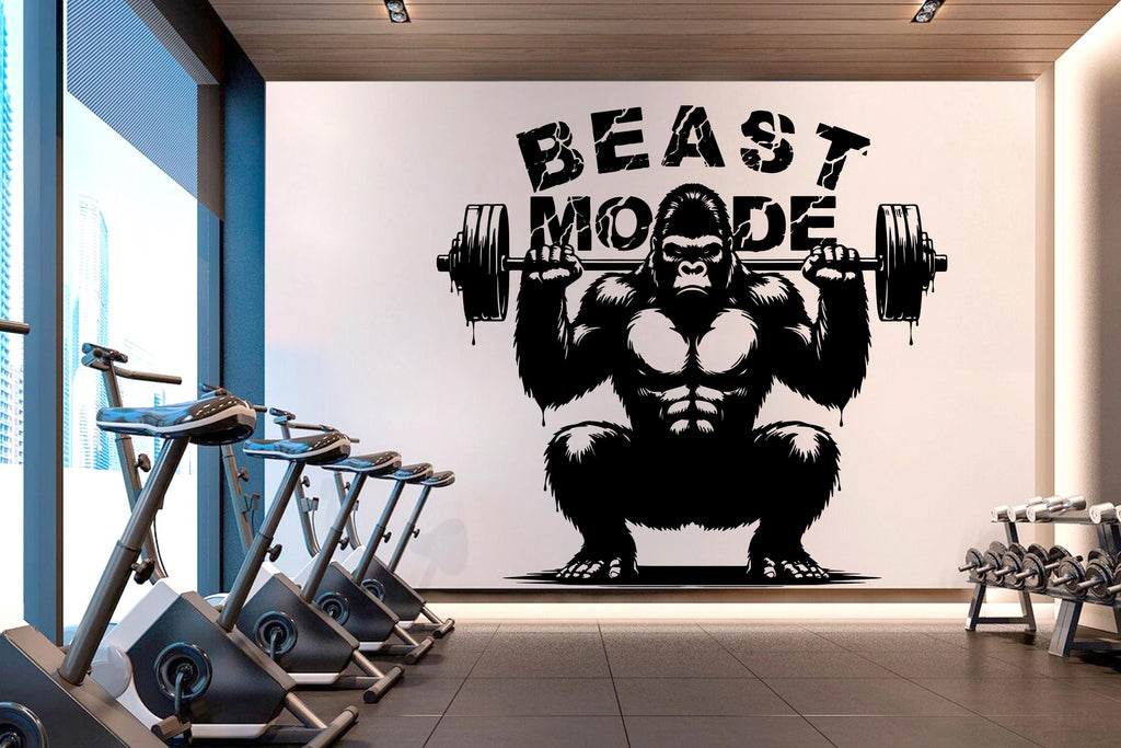 Gorilla Beast Mode Gym Wall Decor Lion Fitness Wall Art Gym Wall Decals Gorilla Wall Decal Crossfit Gifts Home Gym Wall Sticker Gym 748RS