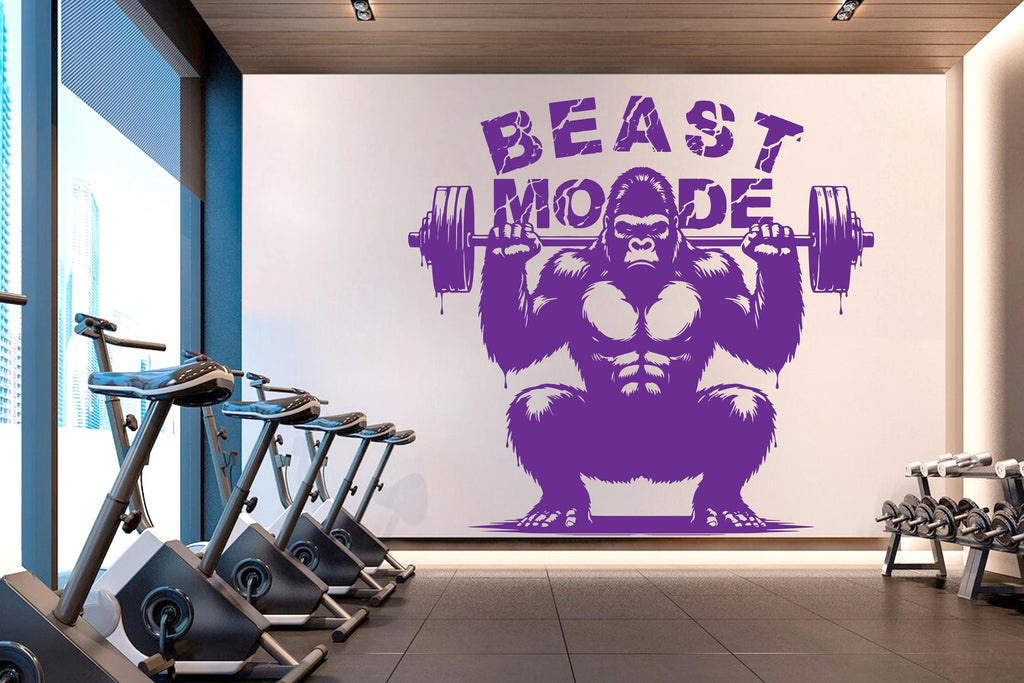 Gorilla Beast Mode Gym Wall Decor Lion Fitness Wall Art Gym Wall Decals Gorilla Wall Decal Crossfit Gifts Home Gym Wall Sticker Gym 748RS