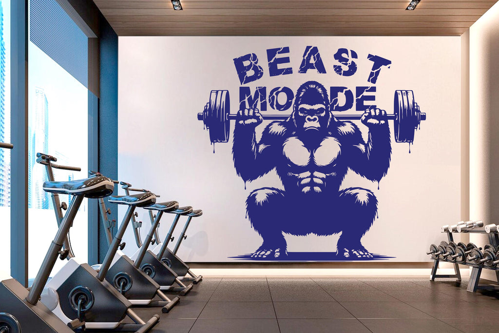 Gorilla Beast Mode Gym Wall Decor Lion Fitness Wall Art Gym Wall Decals Gorilla Wall Decal Crossfit Gifts Home Gym Wall Sticker Gym 748RS