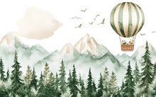Load image into Gallery viewer, Woodland Forest Mountain Wall Mural for Kids Room – Hot Air Balloon Animal Nursery Wallpaper – Adventure Baby Room Decor Vn444