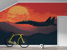 Load image into Gallery viewer, Jet Fighter Sunset Wall Mural – Retro Military Aircraft Wall Art – Bold Aviation Decor for Boys Room, Office or Pilot Gift Vn451