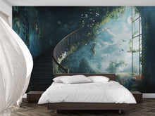 Load image into Gallery viewer, Mystical Staircase Forest Wall Mural – Dreamy Nature Fantasy Bedroom Wallpaper Vn475