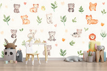 Load image into Gallery viewer, Cute Safari Animal Wall Decal | Nursery Wall Stickers | Baby Jungle Animal Wallpaper | Removable Kids Room Wall Art Vn494