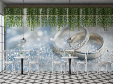 Load image into Gallery viewer, Romantic Wedding Cafe Wall Art | Elegant Ring Background Mural Print | Modern Love-Themed Wall Decor for Home or Event Venue Vn505