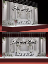 Load image into Gallery viewer, Custom Wedding Welcome Sign | Personalized Elegant White Floral Sign | Couple Name &amp; Date | Wedding Decor Vn509