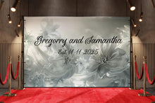 Load image into Gallery viewer, Custom Wedding Floral Wall Sign | Personalized Couple Name Backdrop | Modern Elegant Wedding Decor | Established Date Sign Vn513
