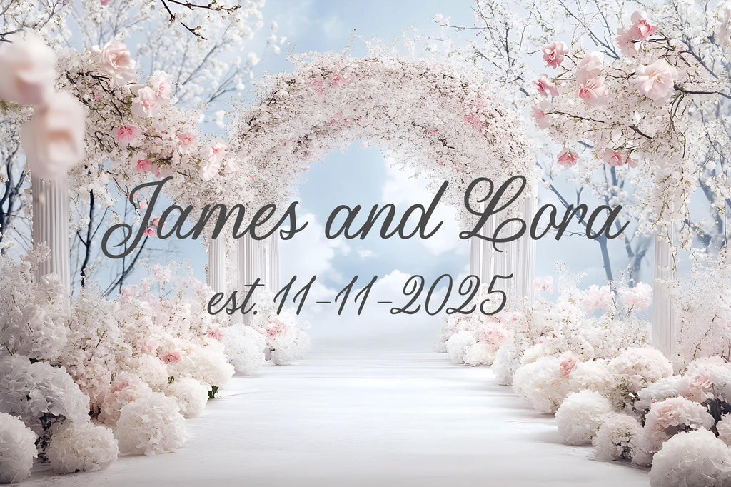 Custom Wedding Backdrop Sign | Personalized Floral Arch Wall Decor | Romantic Wedding Banner Vn515