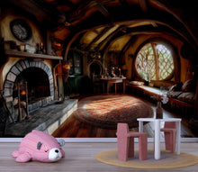 Load image into Gallery viewer, 3D Hobbit House Wall Mural for Kids – Cozy Woodland Reading Nook Decor, Nursery Playroom Fairy Tale Style Art – Magical Birthday Gift, Baby