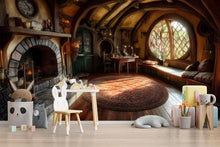 Load image into Gallery viewer, 3D Hobbit House Wall Mural for Kids – Cozy Woodland Reading Nook Decor, Nursery Playroom Fairy Tale Style Art – Magical Birthday Gift, Baby