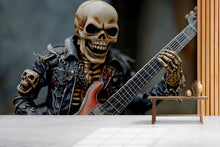Load image into Gallery viewer, Skeleton Rocker Guitar Wallpaper – Cool Skull In Leather Jacket Music Wall Mural – Edgy Peel And Stick Rock Decor For Music Studio