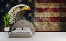 Load image into Gallery viewer, Bald Eagle American Flag Wallpaper – Grunge USA Wall Mural With Rustic Patriotic Decor – Vintage Peel And Stick Eagle Wallpaper For Bedroom