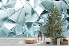 Load image into Gallery viewer, Abstract Glass Crystal Wall Mural – Modern 3D Ice Effect Wallpaper – Cool Blue Textured Accent Wall for Living Room or Office Vn656