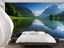 Load image into Gallery viewer, Mountain Lake Wall Mural - Scenic Nature Bedroom Wallpaper - Tranquil Forest Lake View Decor - Removable Peel and Stick Mural Vn688