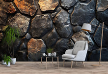 Load image into Gallery viewer, 3D Textured Stone Wallpaper – Realistic Dark Rock Wall Mural For Bedroom Or Loft – Stylish Industrial Decor Or Gift For Men, Designers
