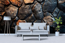 Load image into Gallery viewer, 3D Textured Stone Wallpaper – Realistic Dark Rock Wall Mural For Bedroom Or Loft – Stylish Industrial Decor Or Gift For Men, Designers