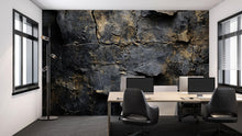 Load image into Gallery viewer, 3D Cracked Stone Texture Wallpaper – Dark Grunge Industrial Wall Mural – Modern Office Wall Decor – Bold Faux Concrete Wallpaper