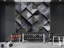 Load image into Gallery viewer, 3D Concrete Geometric Texture Wallpaper – Bold Industrial Wall Mural For Home Gym Or Garage – Modern Dark Wall Decor – Stylish Textured