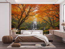 Load image into Gallery viewer, Fall Mural Wallpaper – Waterfall Elegant Hand-Painted Tree Wall Art, Tranquil Nature-Inspired Wall Décor for Bedroom Spa 753RS