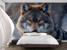 Load image into Gallery viewer, 3D Wolf Wall Mural – Majestic Snowy Forest Decor, Modern Bedroom Accent, Nature-Inspired Animal Art, Stylish Gift for Holidays, Birthdays