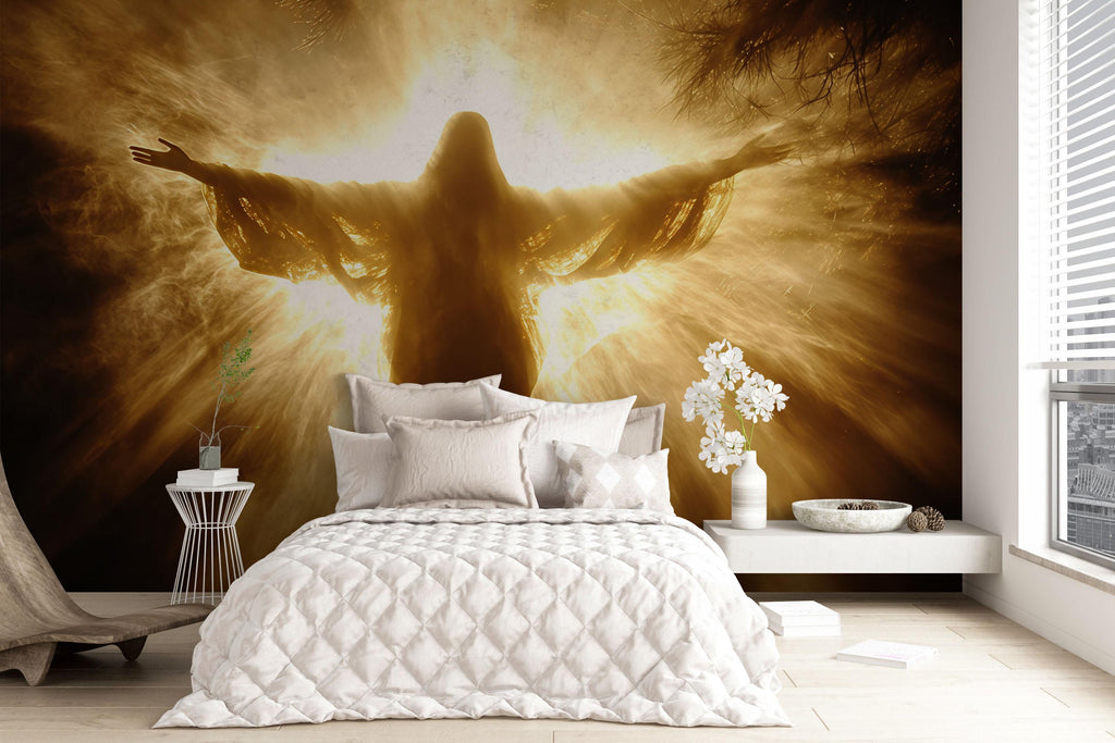 Divine Jesus Christ Religious Wall Mural | 3D Spiritual Decor for Home and Church | Inspirational & Sacred Wall Art for Prayer Room