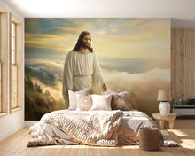 Load image into Gallery viewer, Serene Jesus Christ Wall Mural – Peaceful Christian Decor, Spiritual Home Accent, Perfect Easter &amp; Christmas Gift, Cloud Landscape Art