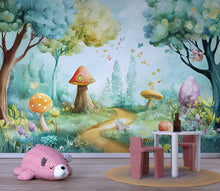Load image into Gallery viewer, Enchanted Forest Nursery Wall Mural – Woodland Baby Room Décor – Gender Neutral Nursery – Baby Shower Gift – Playroom Wall Art