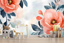 Load image into Gallery viewer, Watercolor Floral Nursery Wall Mural – Elegant Baby Room Decor – Gender Neutral Playroom Art – Baby Shower Gift – Kids Room Wall Art