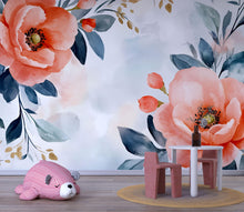 Load image into Gallery viewer, Watercolor Floral Nursery Wall Mural – Elegant Baby Room Decor – Gender Neutral Playroom Art – Baby Shower Gift – Kids Room Wall Art