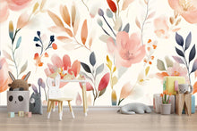 Load image into Gallery viewer, Whimsical Floral Nursery Wall Mural – Watercolor Baby Room Decor – Gender Neutral Playroom – Baby Shower Gift – Kids Room Wall Art