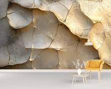 Load image into Gallery viewer, 3D Cracked Clay Texture Wallpaper Mural In Beige Neutral Tones | Modern Wall Art For Living Room Or Bedroom | Stylish Earthy 3D Wall Decor
