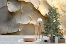 Load image into Gallery viewer, 3D Cracked Clay Texture Wallpaper Mural In Beige Neutral Tones | Modern Wall Art For Living Room Or Bedroom | Stylish Earthy 3D Wall Decor