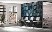 Load image into Gallery viewer, 3D Blue Tile Texture Wallpaper Mural | Dark Teal Wall Art For Office Or Studio | Stylish Geometric Modern Decor Wallpaper | Unique Gift