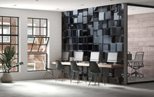 Load image into Gallery viewer, 3D Glossy Black Cube Wallpaper Mural | Modern Textured Wall Art For Office Or Home | Stylish Geometric Design | Peel And Stick Or Non-Woven