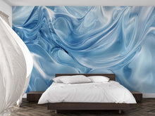 Load image into Gallery viewer, Blue 3D Swirl Texture Wallpaper Mural | Abstract Wave Wall Art For Bedroom Or Office | Modern Glossy Design | Peel And Stick Or Non-Woven