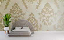 Load image into Gallery viewer, Victorian Neutral Damask Wallpaper Mural – Beige Gold Baroque Wall Art – Elegant Bedroom Accent – Classic Vintage Decor – Stylish Gift