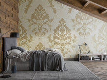 Load image into Gallery viewer, Victorian Neutral Damask Wallpaper Mural – Beige Gold Baroque Wall Art – Elegant Bedroom Accent – Classic Vintage Decor – Stylish Gift