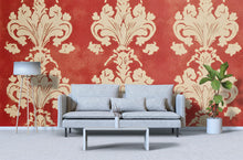 Load image into Gallery viewer, Red Victorian Damask Wallpaper Mural – Bold Baroque Wall Art – Elegant Vintage Accent – Classic Home Decor – Stylish Gift Idea for Holidays
