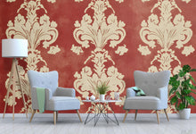 Load image into Gallery viewer, Red Victorian Damask Wallpaper Mural – Bold Baroque Wall Art – Elegant Vintage Accent – Classic Home Decor – Stylish Gift Idea for Holidays