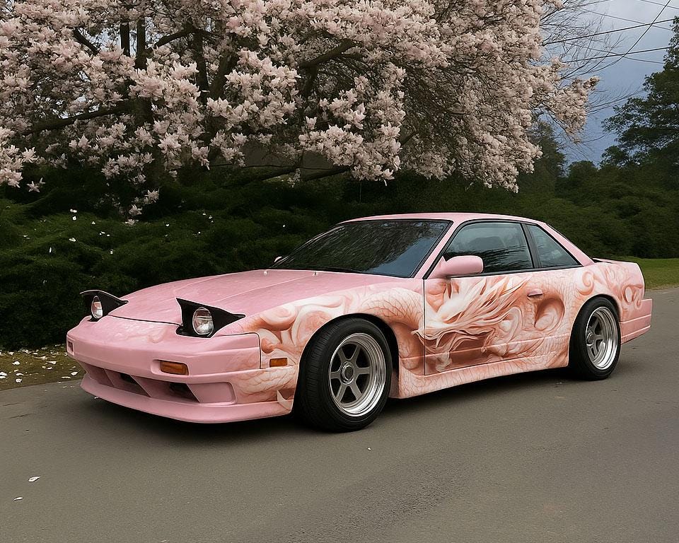 Pink Dragon Car Wrap – Custom Vinyl Wrap with Asian Dragon Design – JDM Car Graphics – Gift for Car Lovers – Tuner Car Wrap – Anime Wrap