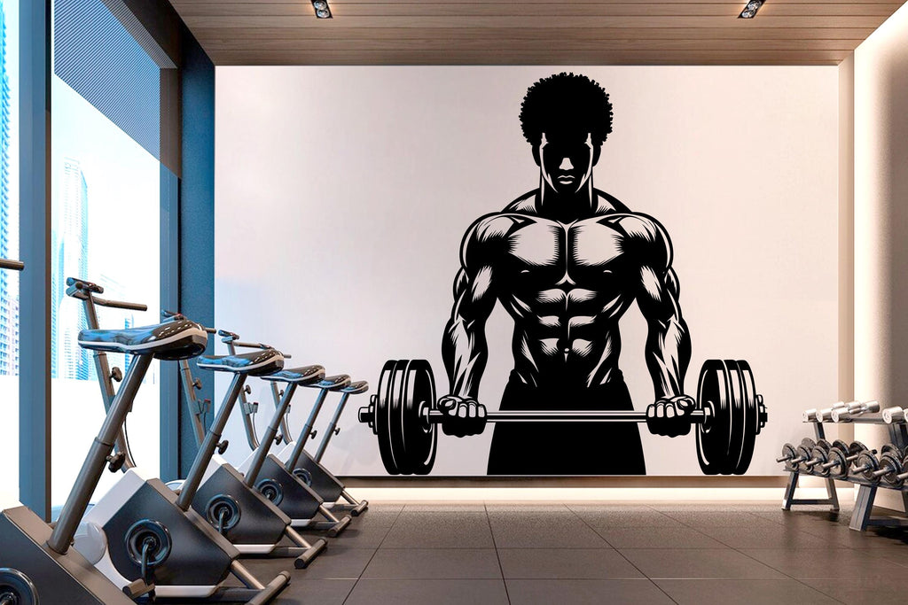 Afro American Men Gym Wall Decal Fitness Wall Art Decor Crossfit Wall Decal Gifts Home Gym Wall Sticker Motivational Wall Decal 773RS