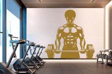Load image into Gallery viewer, Afro American Men Gym Wall Decal Fitness Wall Art Decor Crossfit Wall Decal Gifts Home Gym Wall Sticker Motivational Wall Decal 773RS