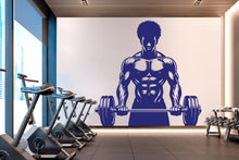 Load image into Gallery viewer, Afro American Men Gym Wall Decal Fitness Wall Art Decor Crossfit Wall Decal Gifts Home Gym Wall Sticker Motivational Wall Decal 773RS