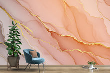 Load image into Gallery viewer, Blush Pink Marble Wallpaper with Gold Veins | Soft Feminine Luxurious Peel and Stick Wall Mural | Modern Chic Bathroom Decor Wallpaper 777RS
