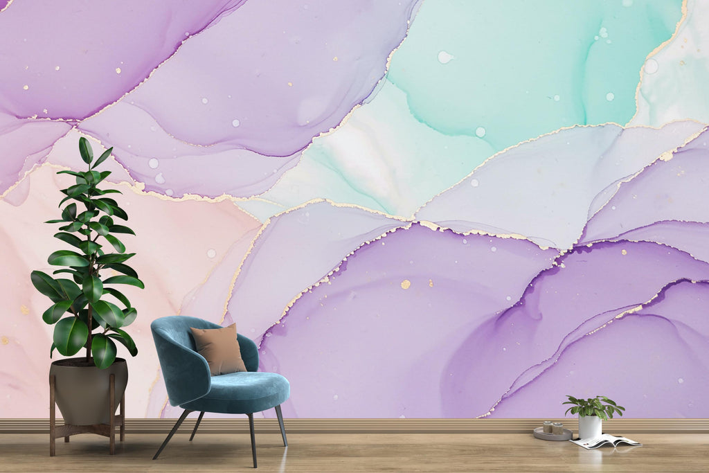 Mother of Pearl Iridescent Wallpaper | Pastel Lavender Blush Mint Wall Mural | Shimmering Pearl Glow Peel and Stick Decor 781RS