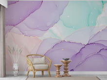 Load image into Gallery viewer, Mother of Pearl Iridescent Wallpaper | Pastel Lavender Blush Mint Wall Mural | Shimmering Pearl Glow Peel and Stick Decor 781RS