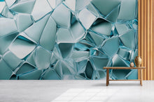 Load image into Gallery viewer, 3D Ice Texture Wallpaper Mural for Walls | Modern Abstract Blue Cracked Glass Look Wall Art | Cool Textured Wall Decor for Bedroom
