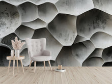Load image into Gallery viewer, 3D Honeycomb Concrete Texture Wallpaper – Abstract Modern Wall Mural for Living Room, Office or Loft | Industrial Wall Decor