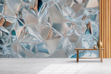 Load image into Gallery viewer, 3D Crystal Ice Shard Wallpaper – Abstract Textured Glass Wall Mural for Modern Interiors | Cool Blue Wall Art for Office, Bedroom, Loft